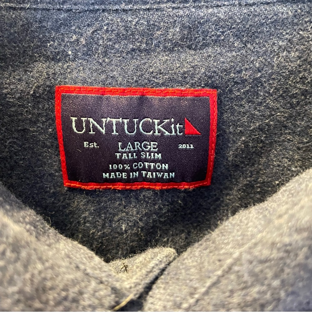 UNTUCKit Mens Large Tall Slim Flannel Long Sleeve Button Down Front Cotton Shirt - Picture 4 of 12